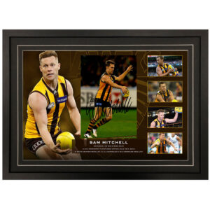 AFL - Hawthorn Hawks "Sam Mitchell" Signed & Framed 8x12 Photo Display