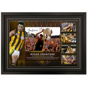 AFL - Hawthorn Hawks "Shane Crawford" Signed & Framed 8x12 Photo Display C
