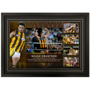 AFL - Hawthorn Hawks "Shane Crawford" Signed & Framed 8x12 Photo Display D