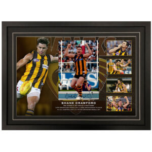 AFL - Hawthorn Hawks "Shane Crawford" Signed & Framed 8x12 Photo Display