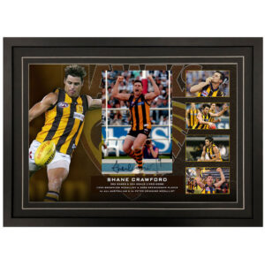 AFL - Hawthorn Hawks "Shane Crawford" Signed & Framed 8x12 Photo Display