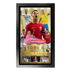 Cristiano Ronaldo Signed & Framed Soccer Boot - Career Backdrop (Beckett)