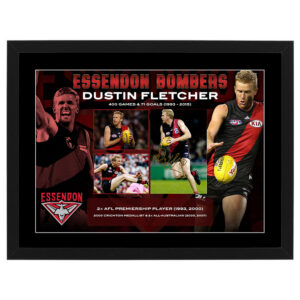 AFL - Essendon Bombers "Dustin Fletcher" Signed & Framed 6x4 Photo Display
