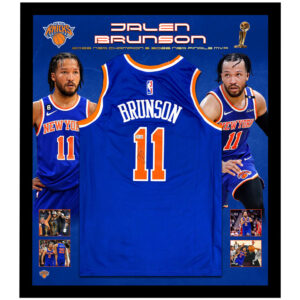 Basketball - Jalen Brunson Signed & Framed Knicks Jersey 2026 NBA Finals Champions (Beckett)