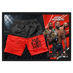 UFC - Jon "Bones" Jones Signed & Framed UFC Trunks