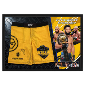 UFC - Khamzat Chimaev Signed & Framed UFC Trunks (PSA COA)