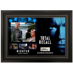 Arnold Schwarzenegger, Michael Ironside - "Total Recall" Signed & Framed Signature card & 8x10 Photo Display