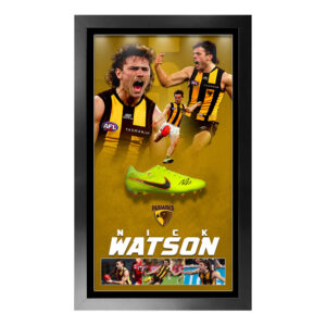 AFL - Nick Watson Hawthorn Hawks Signed & Framed Boot