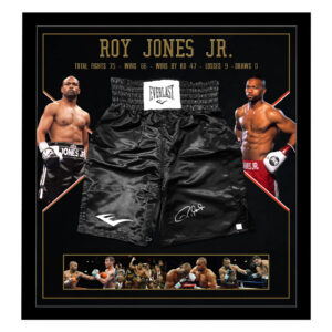 Roy Jones Jr - Signed & Framed Black Boxing Trunks (JSA)