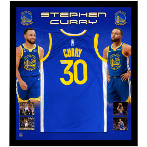 Basketball - Stephen Curry Signed & Framed Golden State Warriors Blue Jersey (Beckett)