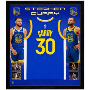 Basketball - Stephen Curry Signed & Framed Golden State Warriors Blue Jersey (Beckett)