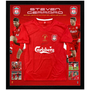 Soccer – Steven Gerrard Signed & Framed 2005 UEFA Champ Liverpool Jersey (FF)