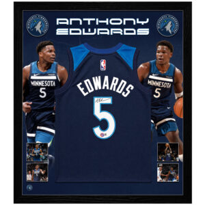 Basketball - Anthony Edwards Signed & Framed Timberwolves Jersey (Beckett)