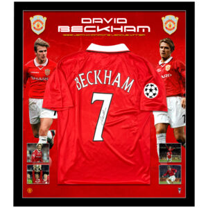 Soccer - David Beckham 1999 UEFA Champ Signed & Framed Manchester United Jersey (ICONS)