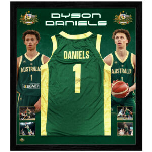 Basketball - Dyson Daniels Signed & Framed Australia Jersey