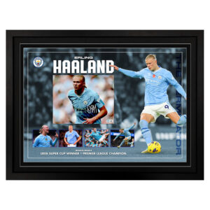 Erling Haaland - Manchester City Signed & Framed 8x10 Photo Display B (Beckett)