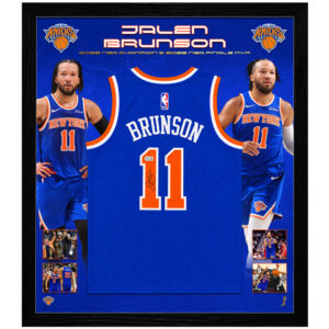 Basketball - Jalen Brunson Signed & Framed Knicks Jersey 2026 NBA Finals Champions (Beckett)