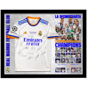 Soccer – Real Madrid 2022 UEFA Champions League Team Signed & Framed Jersey