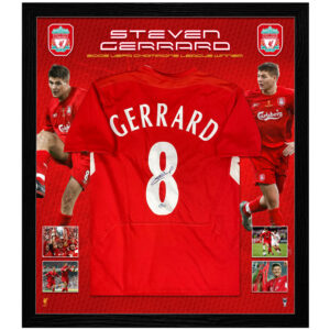 Soccer – Steven Gerrard Signed & Framed 2005 UEFA Champ Liverpool Jersey (Beckett)