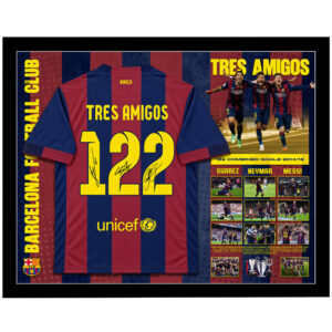 Soccer – Messi, Neymar & Suarez Signed & Framed Barcelona Jersey (ICONS)