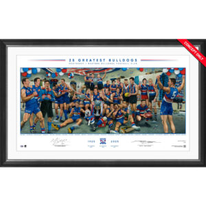 Western Bulldogs - "25 Greatest Bulldogs" by Jamie Cooper Marcus Bontempelli Signed Framed Limited Edition Lithograph