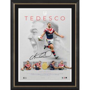 Sydney Roosters - James Tedesco 2025 Dally M Medallist Signed and Framed Lithograph