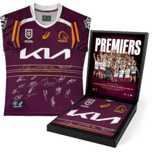 Brisbane Broncos 2025 NRL Premiers Team Signed Boxed Jersey