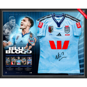 Nathan Cleary Signed Framed NSW Blues 2026 State of Origin Jersey Display