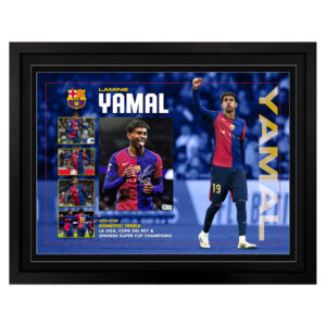 Lamine Yamal - Barcelona Signed & Framed 8x10 Photo Display (Beckett)