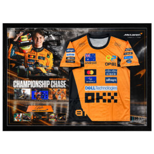 Formula 1 - Oscar Piastri Mclaren Signed & Framed Nameplate Deluxe Shirt Display