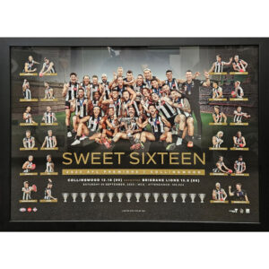 COLLINGWOOD MAGPIES 'SWEET SIXTEEN' 2023 PREMIERS FRAMED SPORTSPRINT