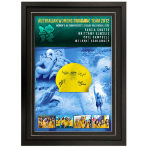 Olympics – Australian Women's Swimming Team London 2012 Signed & Framed Swimming Cap Display