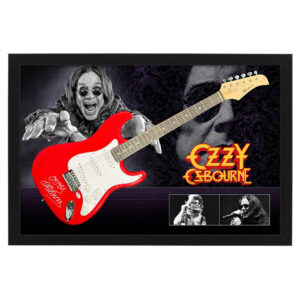 Music - Ozzy Osbourne Hand Signed & Framed Full Size Guitar Display